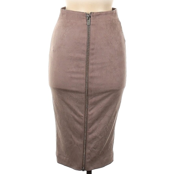NWOT House Of CB London Giuditta Taupe Suedette Pencil Skirt - Picture 8 of 8